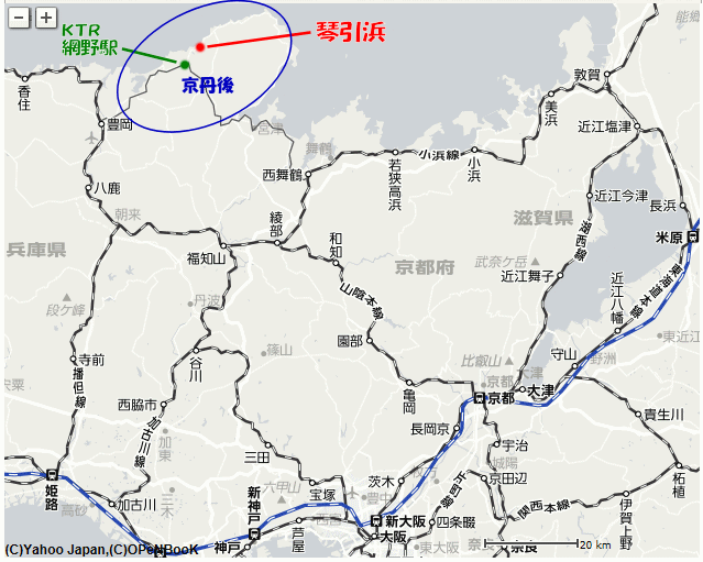 京丹後への路線図